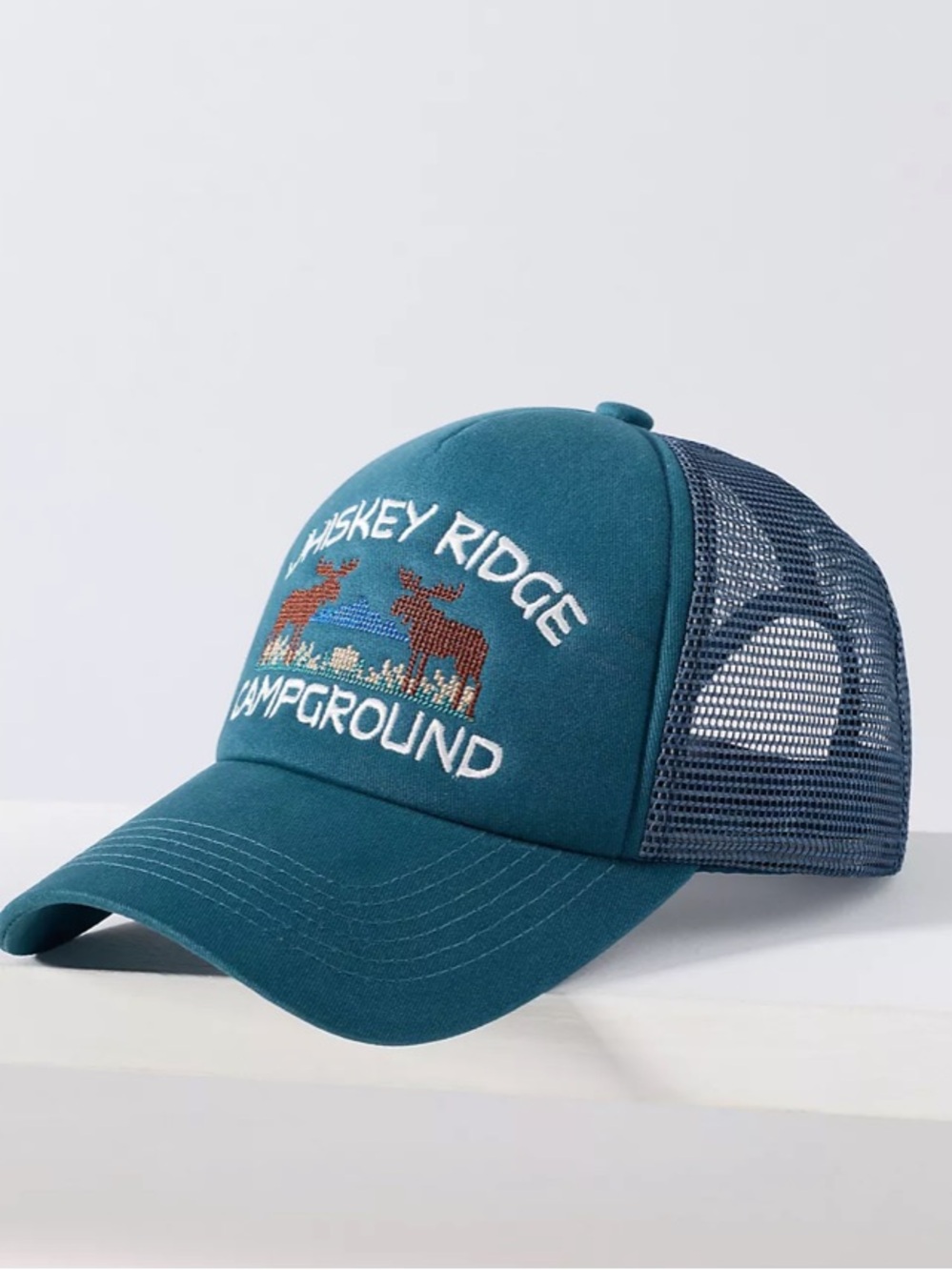 Anthropologie Worn West Trucker Hat Turquoise Whiskey Ridge - Picture 6 of 6